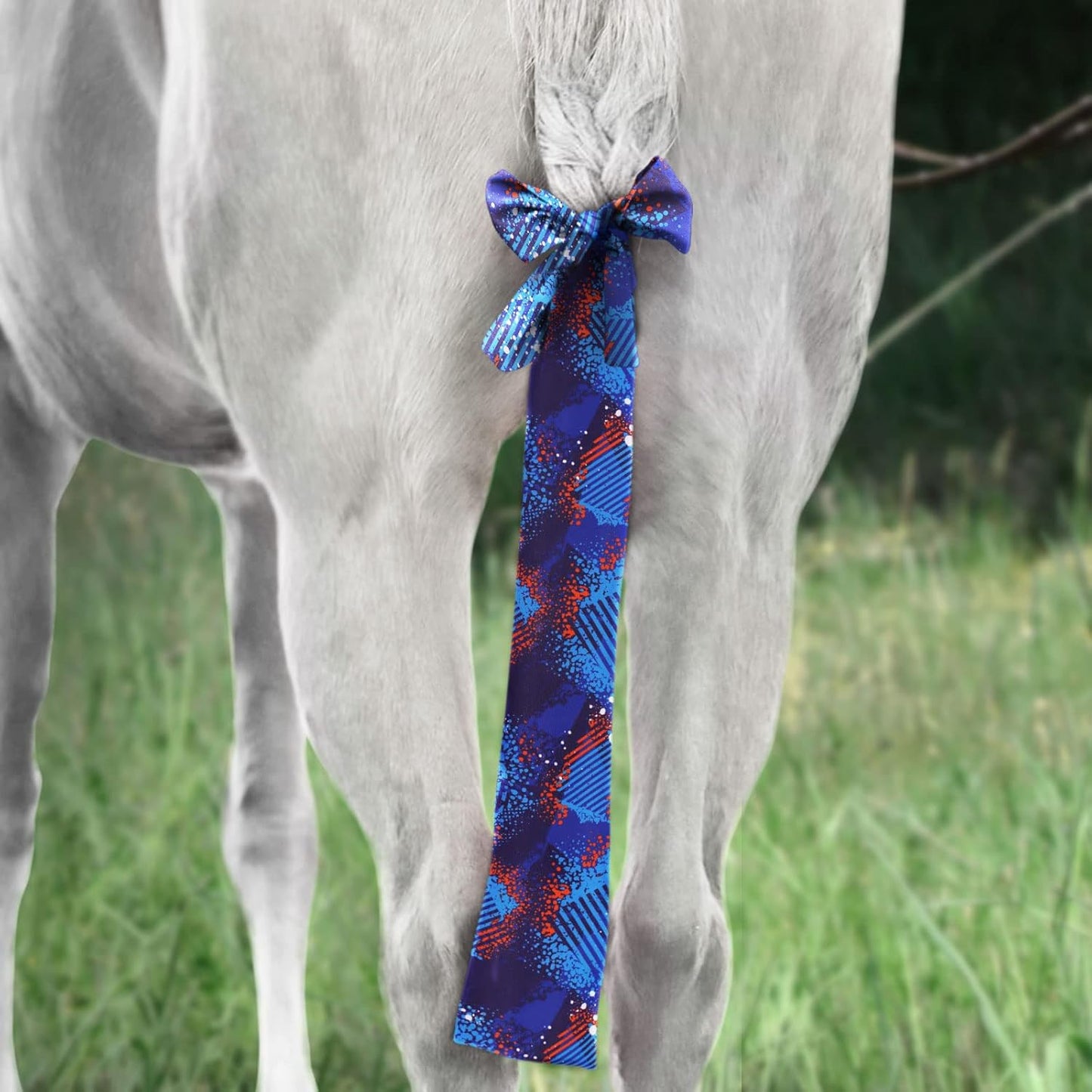 Harrison Howard Stretchy Tail Bag Breathable Horse Tail Guard Slip on Design Protect Horse Tail 2 Strand Closure Straps Keep Tail Clean & Protected 22" L Length Makes Grooming Easy-Chic Blue