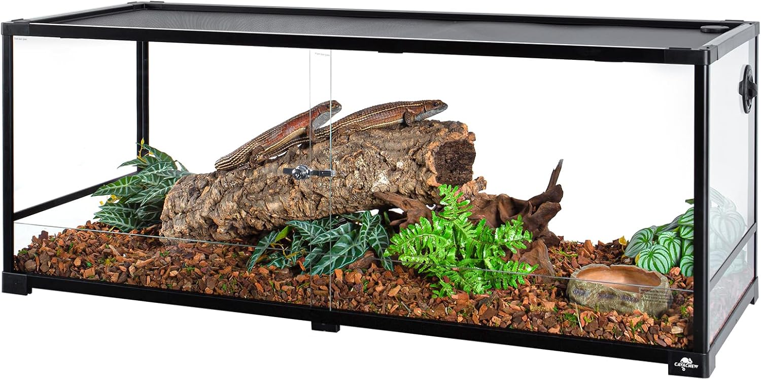67 Gallon Reptile Tank, Glass Reptiles Terrarium 48" x 18" x 18", Sliding Door, Top Ventilation, Cable Pass, Humidify Hole, Large Reptile Cage Habitat for Bearded Dragon, Lizard, Snake, Gecko - FurryFun
