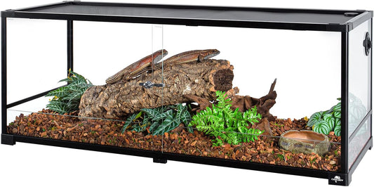 67 Gallon Reptile Tank, Glass Reptiles Terrarium 48" x 18" x 18", Sliding Door, Top Ventilation, Cable Pass, Humidify Hole, Large Reptile Cage Habitat for Bearded Dragon, Lizard, Snake, Gecko - FurryFun