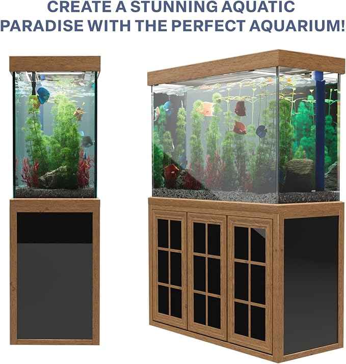 175 Gallon Glass Aquarium with Aluminum Cabinet - Including Sump for Filtration and Circulation, Plumbing, LED, Brown