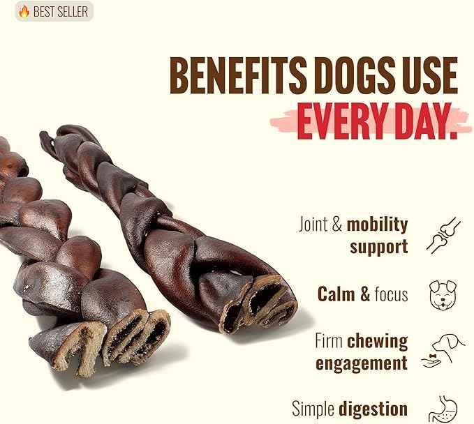 Natural Farm Odor Free Braided Collagen Chews for Dogs (12 Inch, 12 Pack), Collagen Sticks, Natural Dog Chews, Long Lasting, for Small, Medium and Large Dogs, Odor-Free, Rawhide Alternative