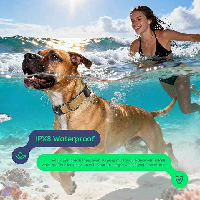 WhoseID Premium Leather Dog Collar for Large Dogs - IPX8 Waterproof AirTag Dog Collar | Magnetic Buckle Heavy Duty Collar | 450LB Escape-Proof | Reflective Dog Collar with AirTag Holder