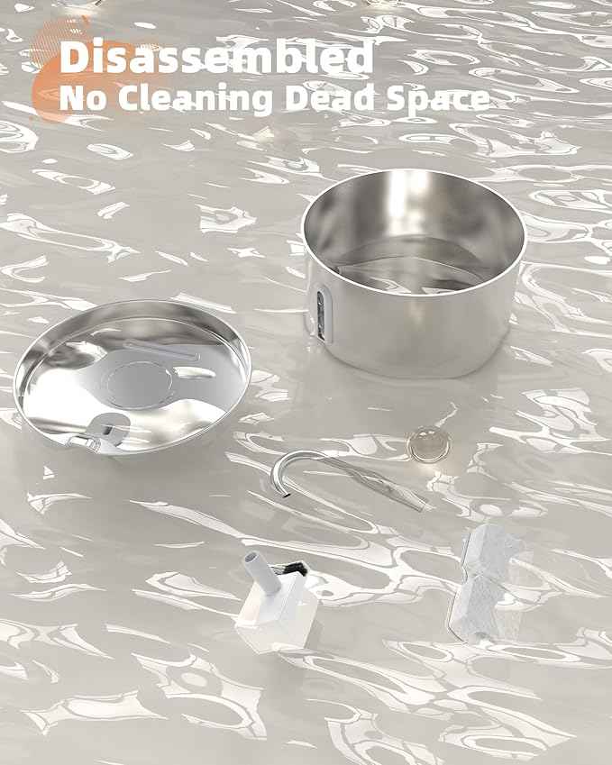 Cat Water Fountain Stainless Steel: 108oz/3.2L Cat Fountain for Drinking - Pet Water Fountain for Cats Inside - Automatic Cat Water Dispenser Bowl - Cat Feeding & Watering Supplies 6 Filters 3 Sponges