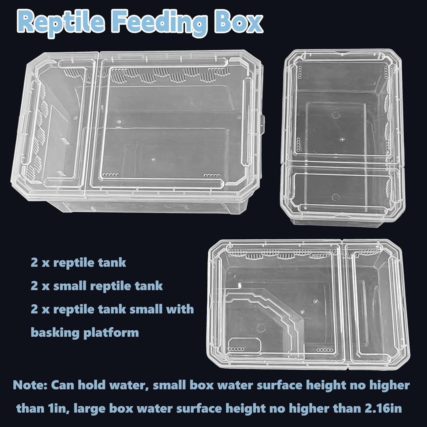 PINVNBY Reptile Feeding Box 6 PCS Snake Breeding Box Lizard Cricket Cage Habitat Hatching Container Transparent Portable Critter Keeper for Spider Scorpion Gecko Tortoise Treefrog (2 Large 4 Small) - FurryFun