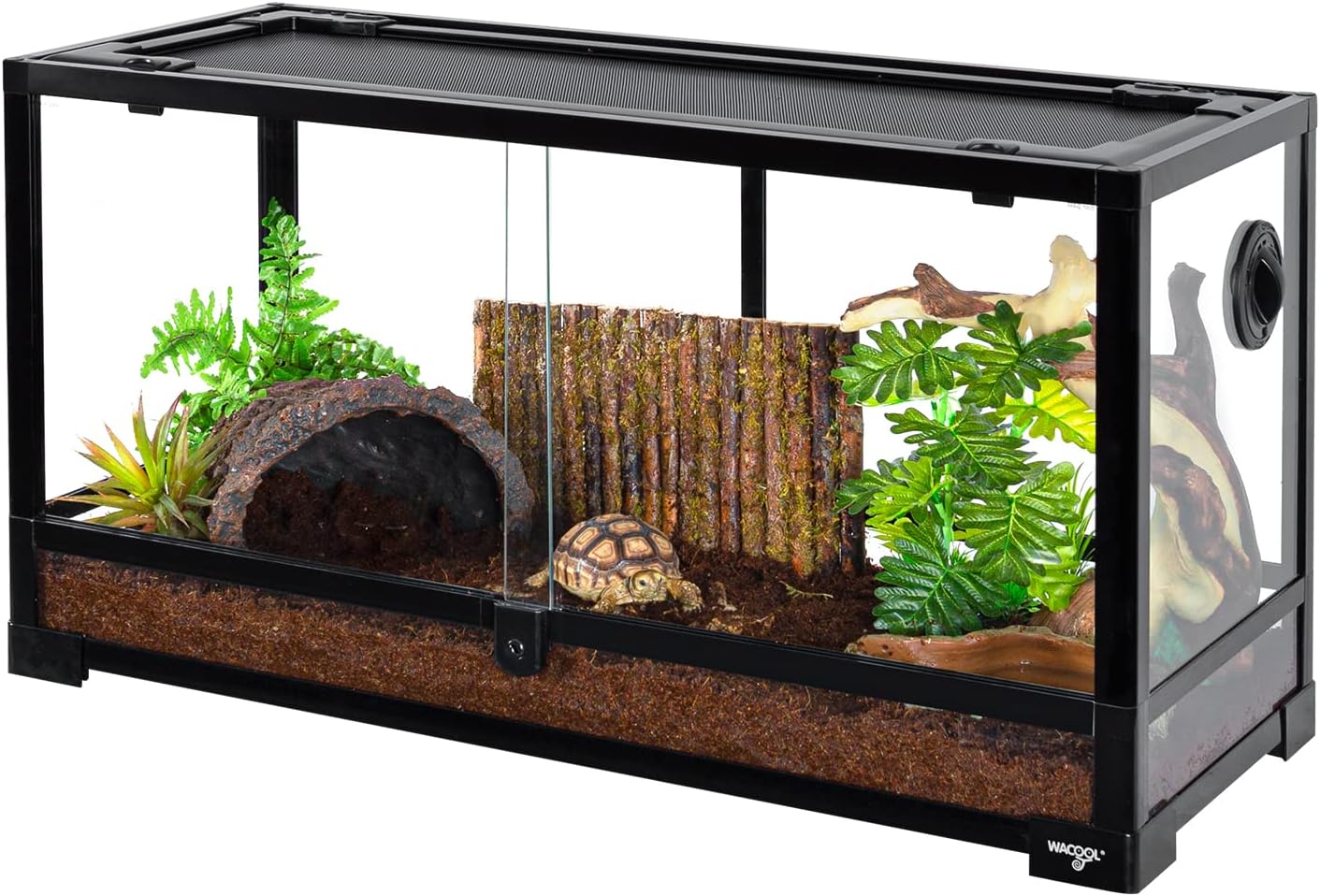 Large Reptile Tank 25 Gallon, 360°Full Vision Glass Reptile Terrarium with Top Mesh Lid for Beaded Dragon Lizard Gecko Snake Hermit Crab Use, 30"(W) X 12"(D) X 16"（H） - FurryFun