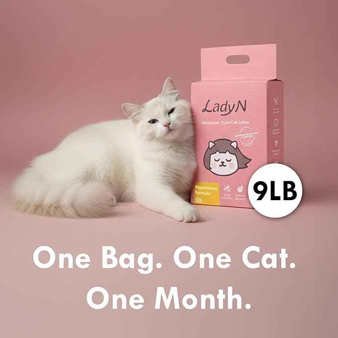 Lady N Granular Tofu Cat Litter Yosemite Scent, Mini-Pellet Compatible with Automatic Self-Cleaning Cat Litter Box, Premium Clumping, Low Dust, Probiotic Odor Control 9lb