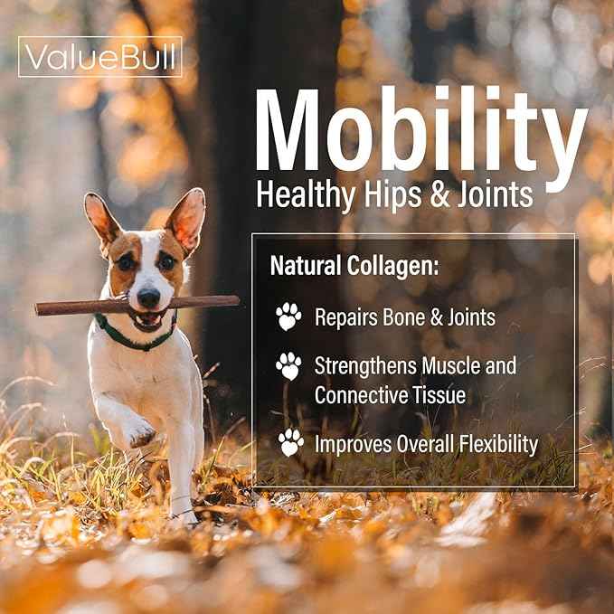ValueBull Collagen Sticks for Dogs, 12 Inch Medium Chews, Natural Long-Lasting Dog Treats, 100 Count Bulk Pack - Supports Joints, Skin & Coat with Chondroitin & Glucosamine