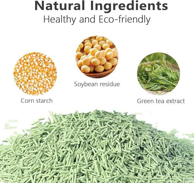 Tofu Cat Litter - Strong Clumping, Ultra Absorbent, Odor Control, Flushable, Low Tracking, Low Dust Tofu Litter Pellets 3 Packs/18LB (Green Tea)
