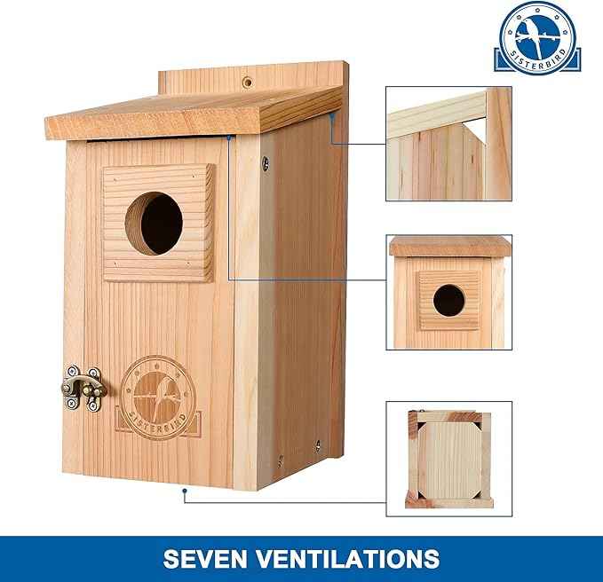 Bluebird Houses for Outside, Blue Bird Houses for Outdoors, Premium Bird House, Pack of 2 Bluebird House, Wooden Birdhouses Kits for Adults for Durable Yard Decor