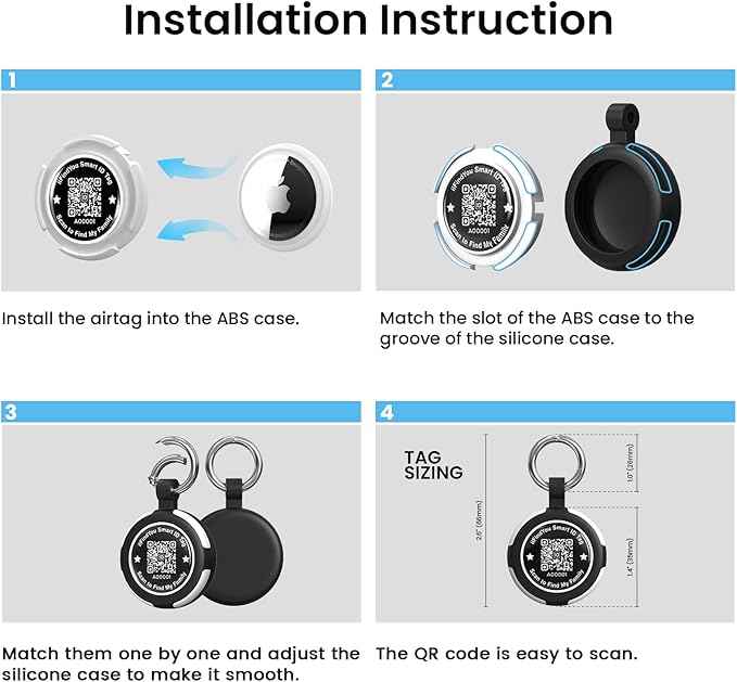 Airtag Holder Case Keychain, Protective Cover with Key Ring for Apple AirTag, Anti-Scratch, Waterproof, Durable, Compatible with AirTag