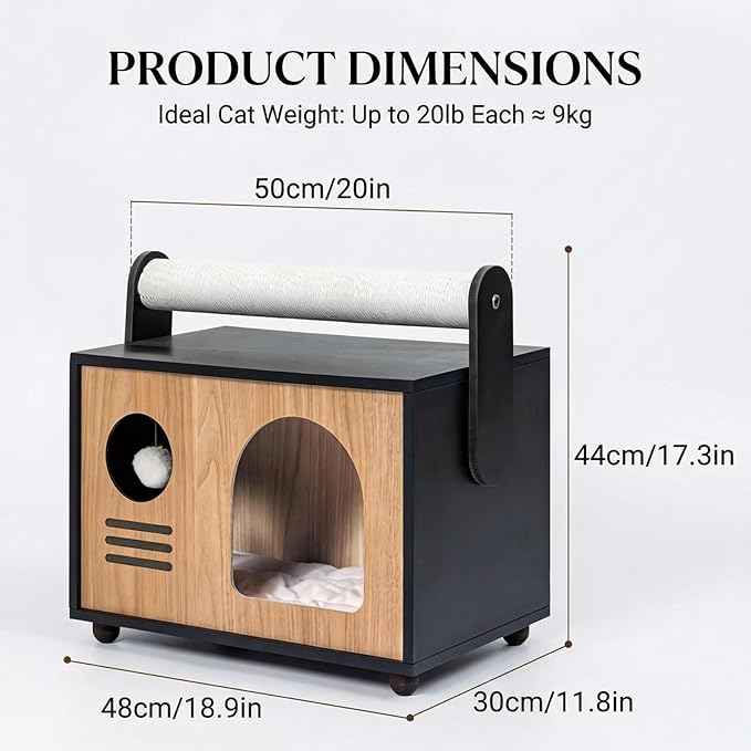 Modern Luxury Cat House & Condo – Indoor Wooden Cat Furniture with XL Lounge, Hammock, Scratching Posts & Climbing Platforms