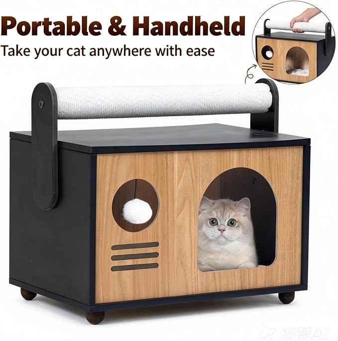 Modern Luxury Cat House & Condo – Indoor Wooden Cat Furniture with XL Lounge, Hammock, Scratching Posts & Climbing Platforms