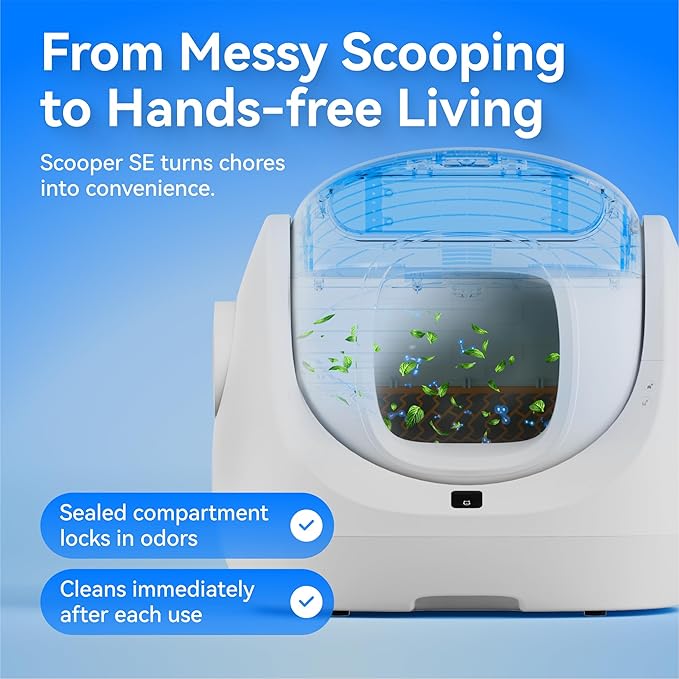 CATLINK Self Cleaning Litter Box, Pinch-Free Safety Protection Automatic Litter Box for Multiple Cats, Kitten, Senior, Short-Legged and Disabled Cat, Suitable for Beginner/Traveler, SE lite