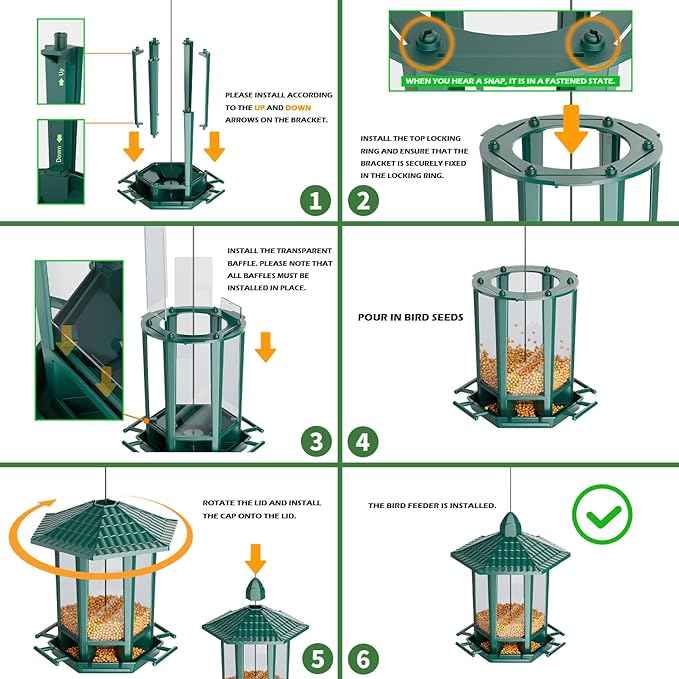Birdream Bird Feeders for Outdoor Hanging, Pagoda Design Fun Installatio 2.5 LB Wild Bird Feeders, Attracting Wild Birds Cardinal Sparrows Finch Goldfinch Chickadee - Green