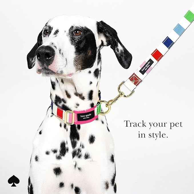 kate spade new york Airtag Dog Collar Holder - Waterproof Silicone Airtag Holder Dog Tag - Pom Pom Pink