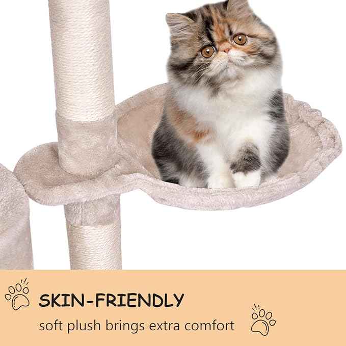 Tangkula 56 Inch Cat Tree - Multi-Level Cat Tower Condo with Sisal Scratching Post and Ladder, Large Cat Playground for Indoor Cats