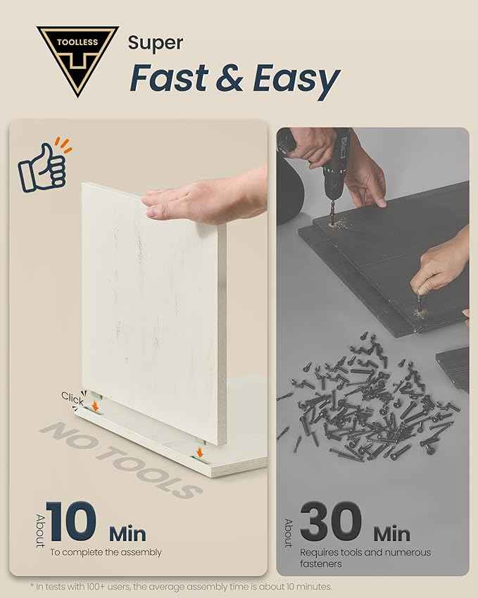 SONGMICS HOME Litter Box Enclosure, Superfast Toolless Assembly, Cat Litter Box Furniture, Push-to-Open Doors, Indoor Cat House, Rustic White and Honey Brown UPCL233WJ04S