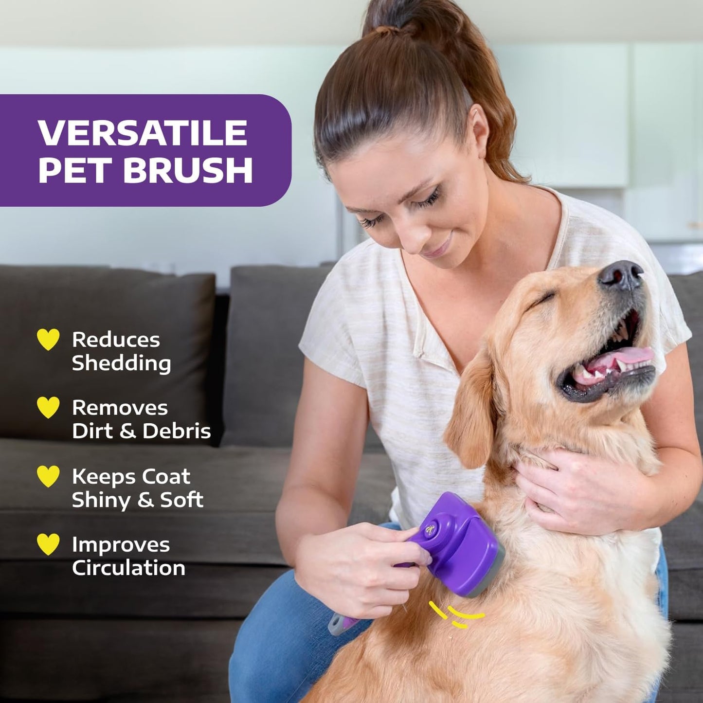 Hertzko Self-Cleaning Slicker Brush for Deshedding Long and Short-Haired Pets - Small Size Grooming Rake and Comb for Dogs and Cats