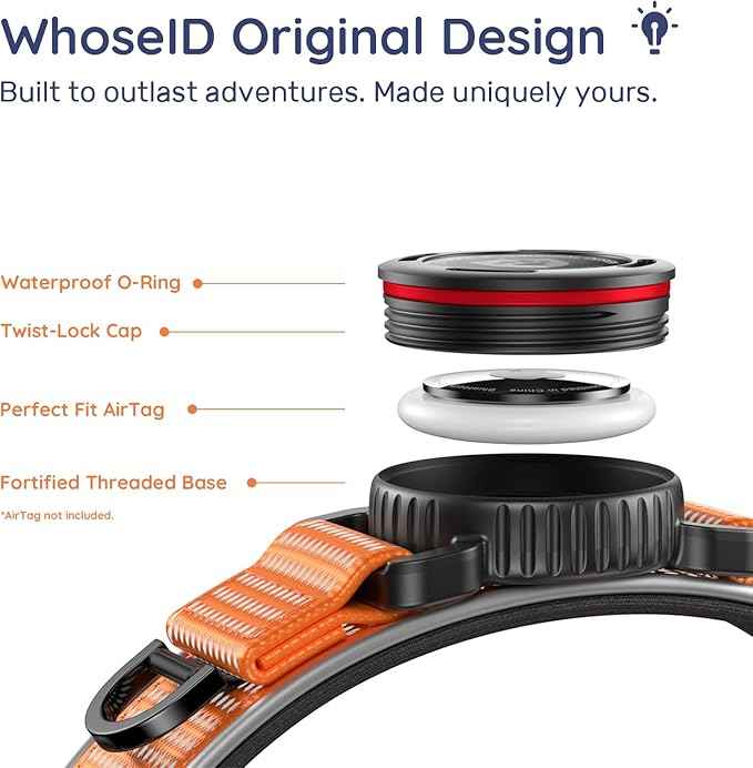 WhoseID Premium AirTag Dog Collar - Air Tag Small Dog Collar | Fur-Safe Magnetic Buckle | IPX8 Waterproof Reflective Dog Collar with AirTag Holder