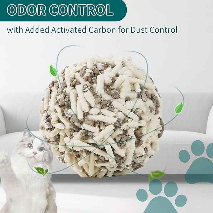Plant-Based Cat Litter, Odor Control Quick Clumping Tofu Cat Litter, 12 lbs, Low Tracking Dust Control Lightweight Flushable Unscented Natural Kitty Litter
