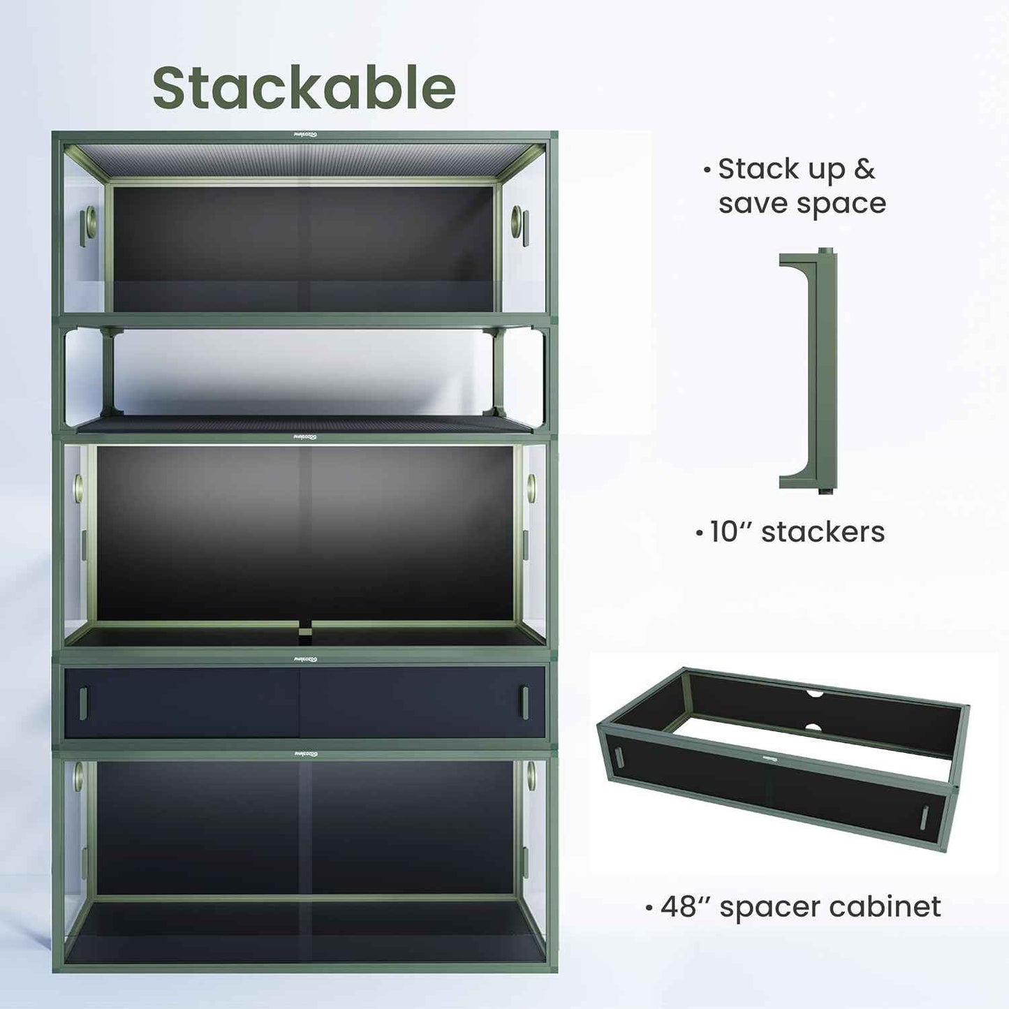 85 Gallon Reptile Tank, Front Opening Snake Tank for Easy Maintenance, Reptile Enclosure with Top Screen Ventilation 48''x24''x18''