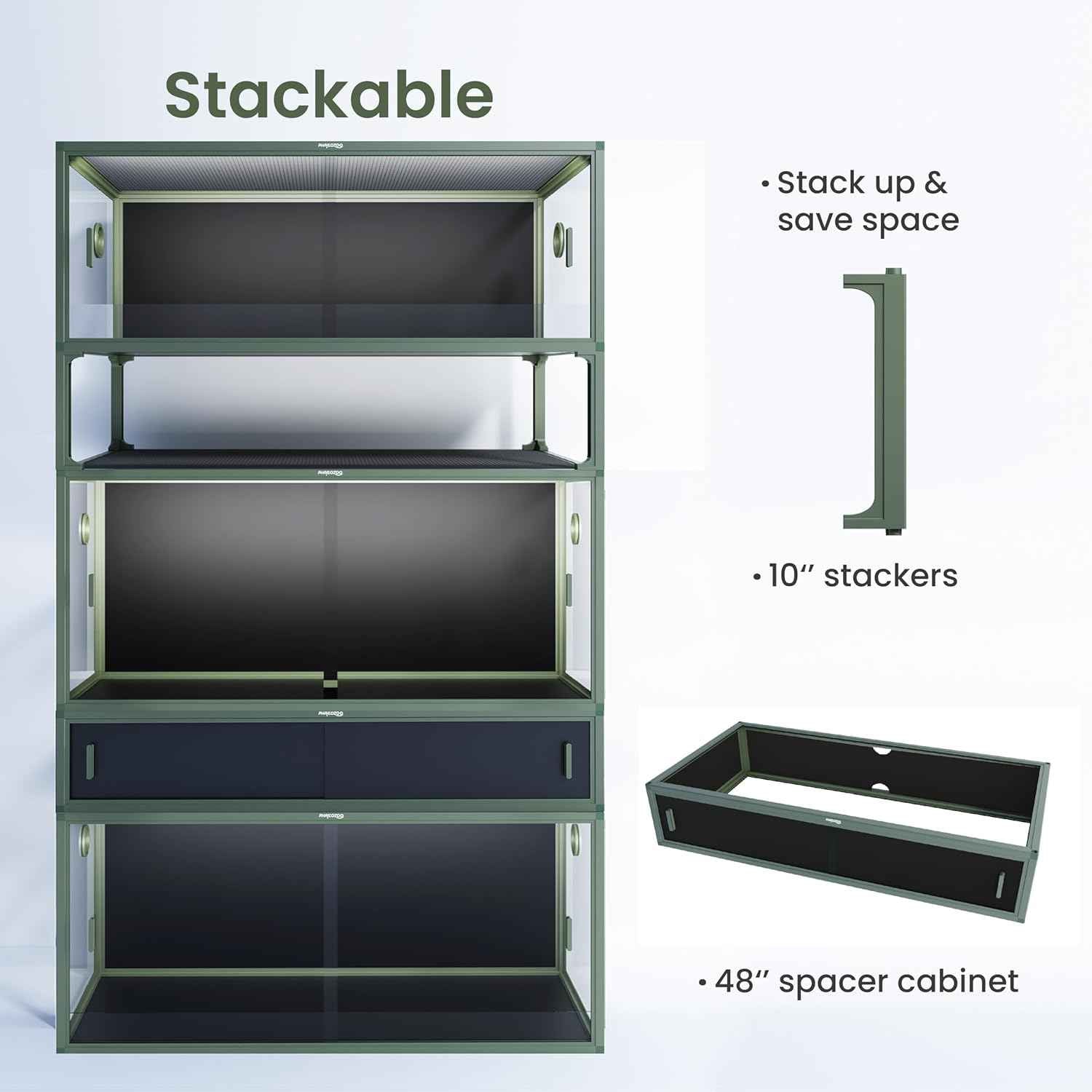 85 Gallon Reptile Tank, Front Opening Snake Tank for Easy Maintenance, Reptile Enclosure with Top Screen Ventilation 48''x24''x18''