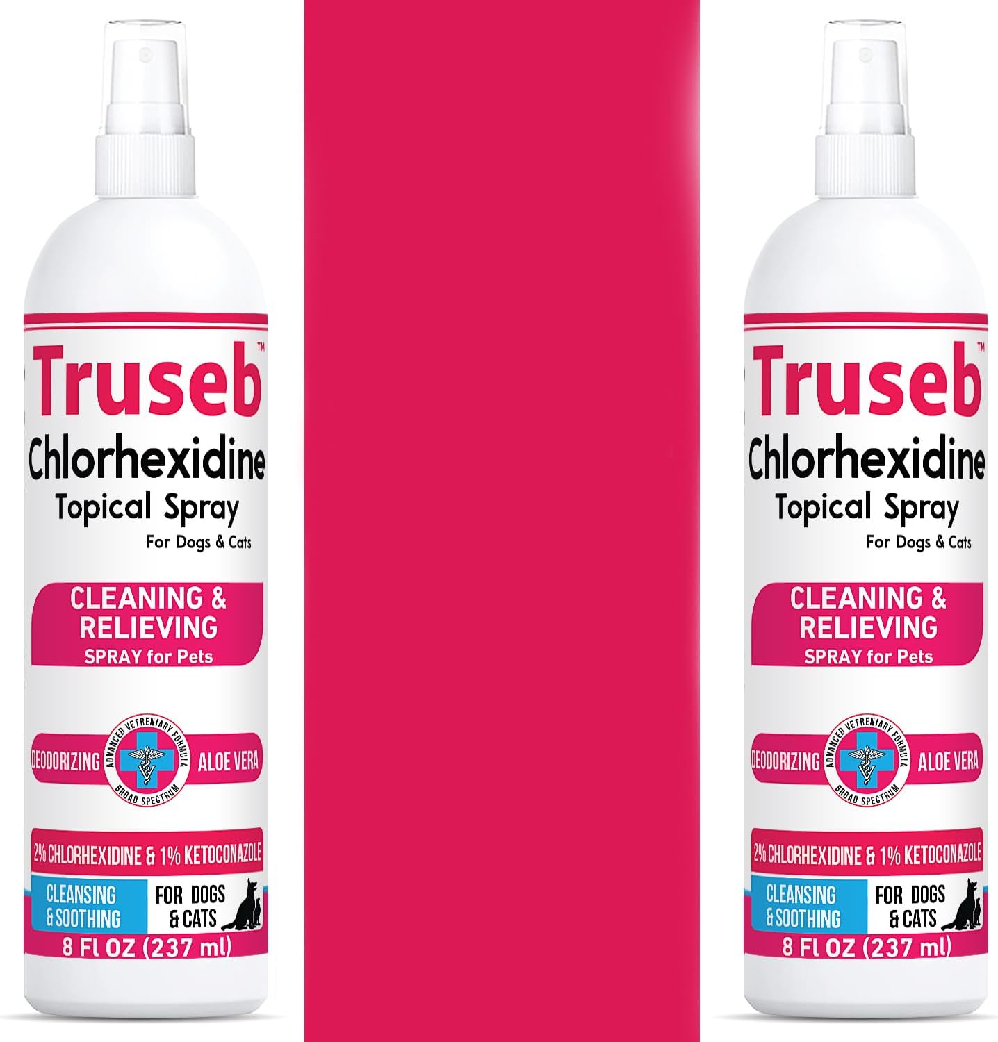 Truseb Topical Ketoconazole and Chlorhexidine Spray for Dogs, Cats, and Horses with Essential Fatty Acids, Aloe and Vitamin E- 16 oz (Ketoconazole & Chlorhexidine Spray, 16 oz)