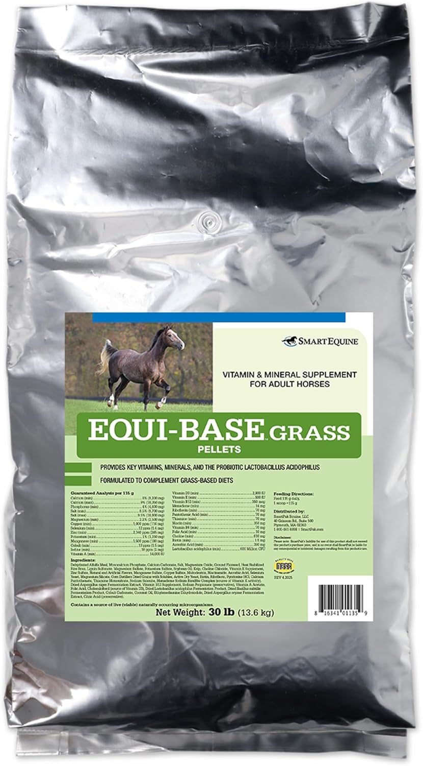 Uckele by SmartEquine EquiBase Grass Pellets | Horse Vitamins & Minerals Supplement, Forage Balancer | Horses in Light to Moderate Work | 30 lb Bag