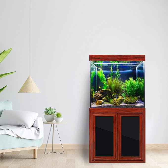 Aqua Dream 50 Gallon Fish Tank with Premium Tempered & Ultra Transparent Glass (Complete Aquarium Setup) Red Wood