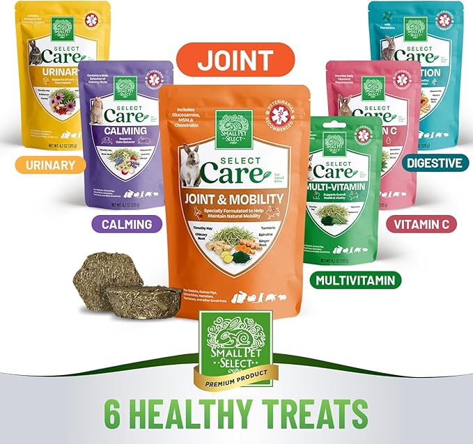 Small Pet Select - Select Care Joint Mobility Support Supplement, Natural High Fiber Timothy Hay Based Treats for Rabbits, Guinea Pigs, Hamsters, Other Small Animals, 4.2 oz