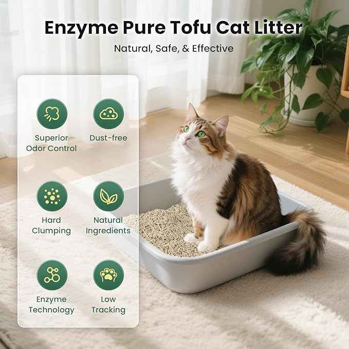 Gardner Pet Tofu Cat Litter, Cat Litter Flushable Clumping Cat Litter, Low Dust, Odor Control, Plant-Based Natural Kitten Litter with Fast Absorption & Low Tracking (9LBS)