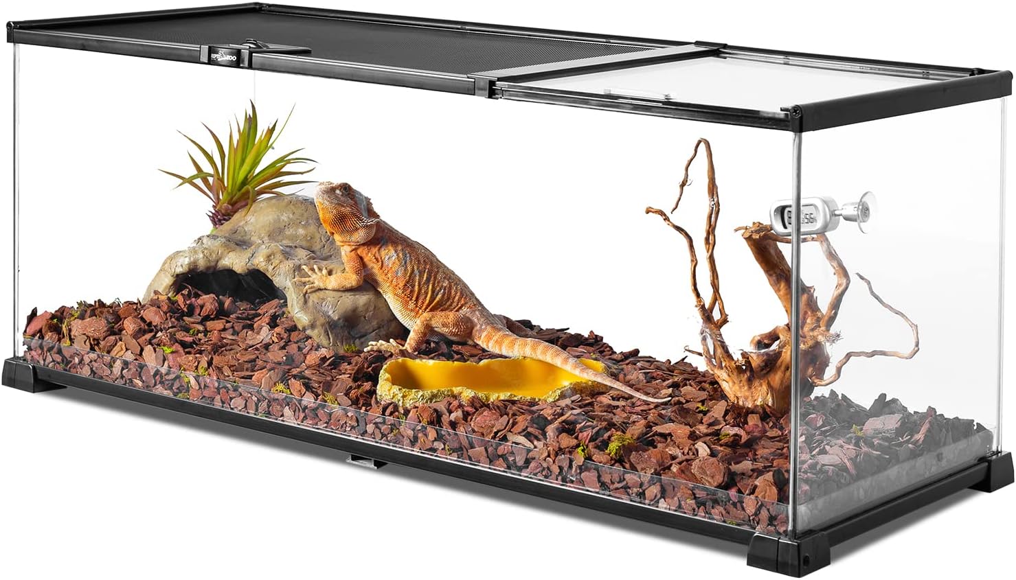 REPTI ZOO 20 Gallon Reptile Glass Terrarium Easy Clean Tank 30" x 12" x 12" Dual Top Sliding Top Cover for Reptile Snake Hamster Hedgehog Small Animals (Knock-Down) - FurryFun