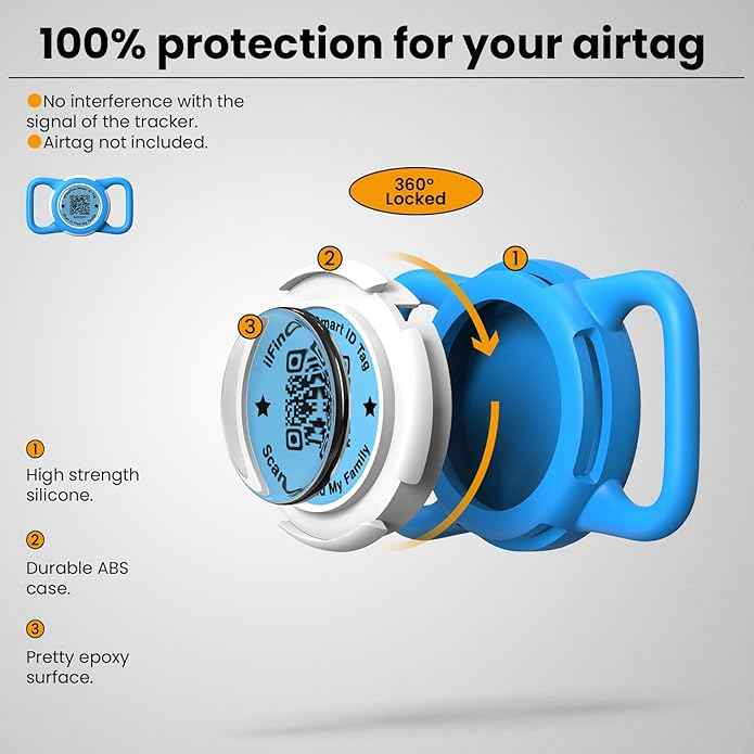 Waterproof AirTag Dog Collar Holder for Apple AirTag QR Code