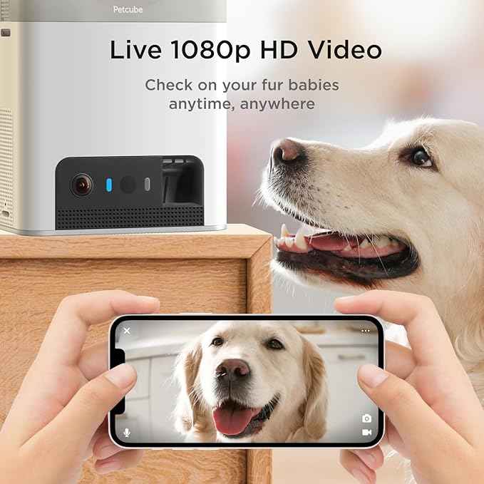 Petcube Bites 2 Lite Interactive WiFi Pet Monitoring Camera with Phone App and Treat Dispenser, 1080p HD Video, Night Vision, Two-Way Audio, Sound and Motion Alerts, Cat and Dog Monitor