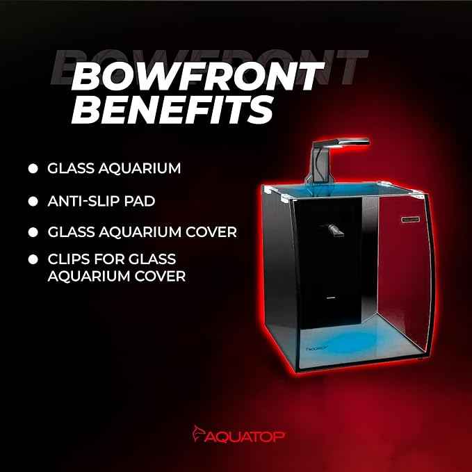 Aquatop Vertical Bowfront Glass Aquarium, 5-Gallon – All-in-One Tank with Filter and LED Light, High Clarity Glass for Freshwater & Saltwater