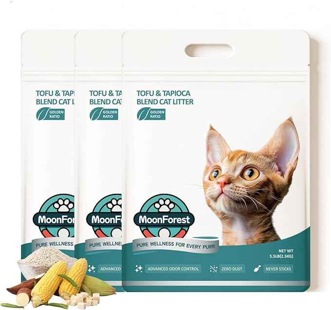 Tofu Cat Litter,Natural Odor Control Dust-Free Clumping Litter(5.5lb×3bags)