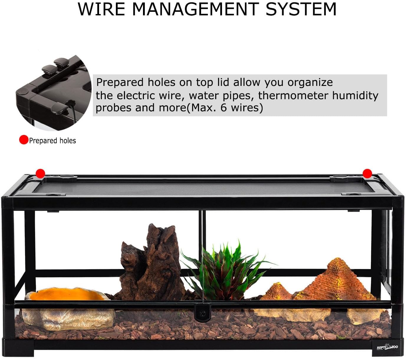 REPTI ZOO Glass Reptile Terrarium 20 Gallon, Front Opening Reptiles Tank 30" x 12"x 12" for Reptile Pets Gecko Lizard Snake, Top Screen Ventilation Escape Proof Lid - FurryFun