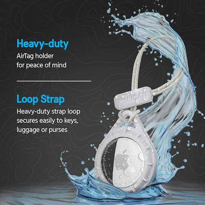 Pelican Protector AirTag Holder - AirTag Keychain w/Rugged Strap Loop [Impact Resistant] [Travel Essentials] - Protective Air Tag Case for Dog Collar, Backpack, Keys, Luggage - Clear