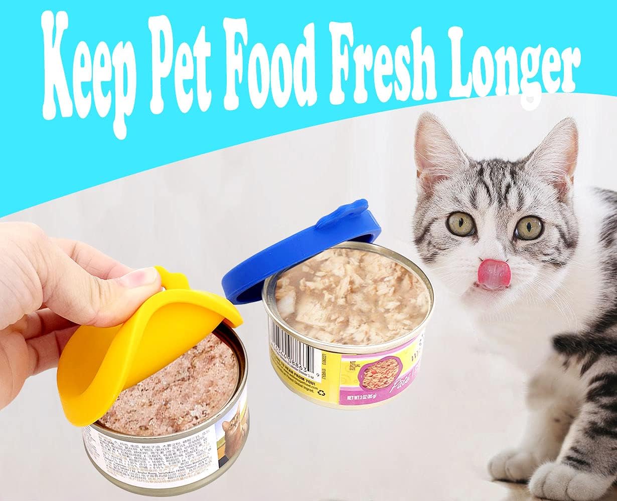 Comtim 3 Pack Cat Food Can Lids, Silicone Small Pet Food Can Lids Covers for 3 oz Cat Food Cans