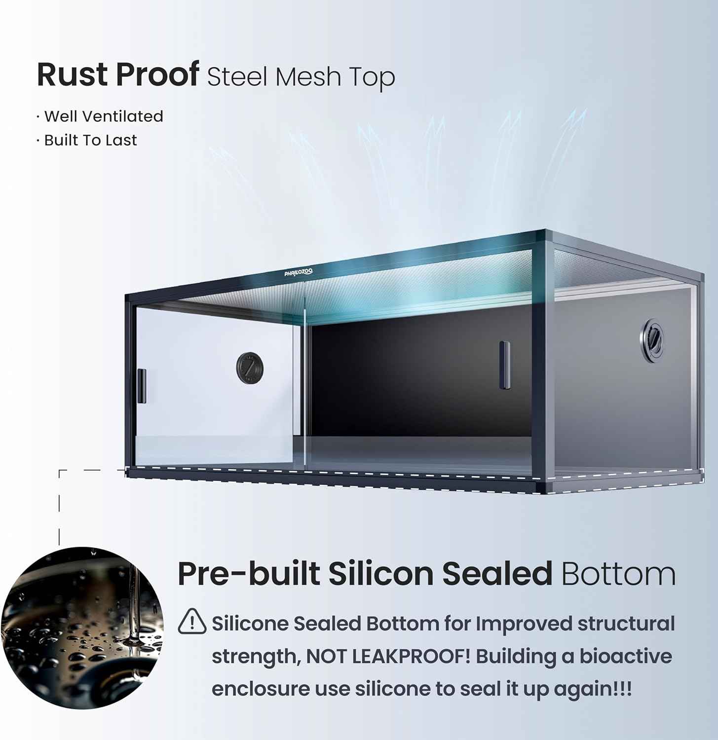 85 Gallon Reptile Tank, Front Opening Snake Tank for Easy Maintenance, Reptile Enclosure with Top Screen Ventilation 48''x24''x18''
