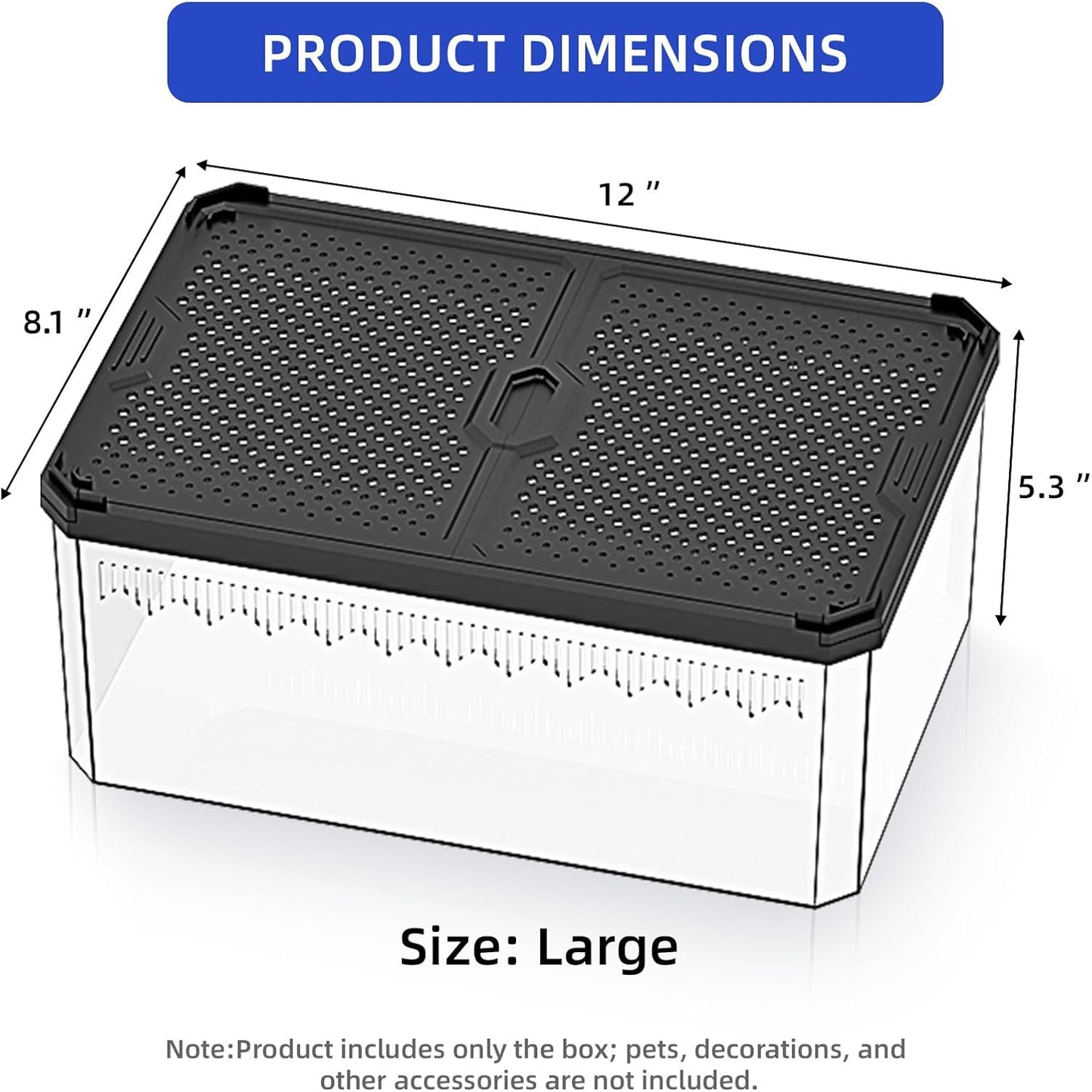 High-Transparency Reptile & Insect Enclosure Terrarium with Magnetic Door, Excellent Ventilation, Easy Cleaning, and Strong, Long-Lasting Build for Gecko, Tarantula, Hermit Crab (12x8.1x5.3 Inch) - FurryFun