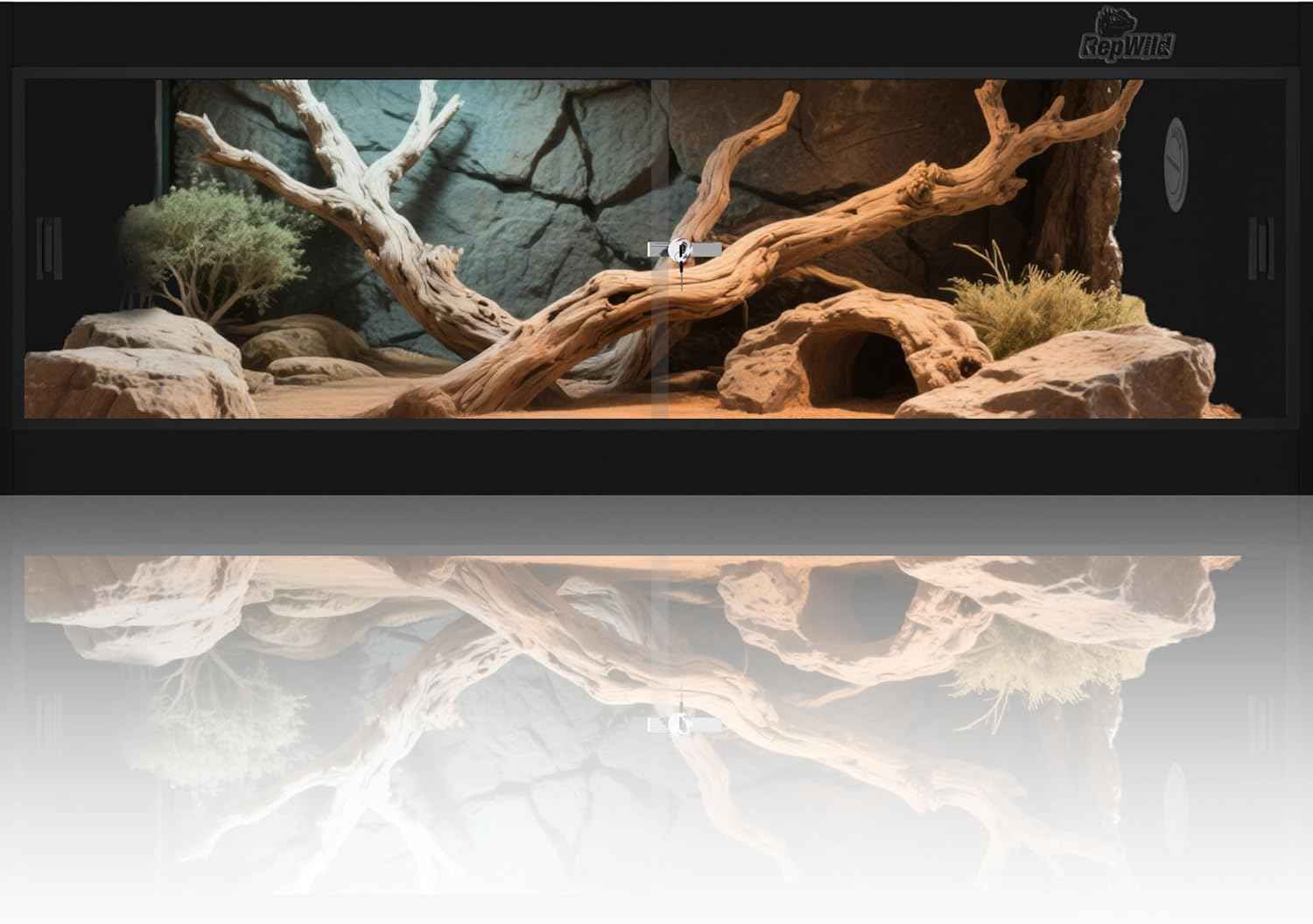 65 Gallon PVC Reptile Enclosure, RepWild 48"x18"x18" Terrarium/Tank with Heavy-Duty Screen Top, Glass Sliding Doors & Lock for Bearded Dragons, Ball Python, Geckos, Lizards