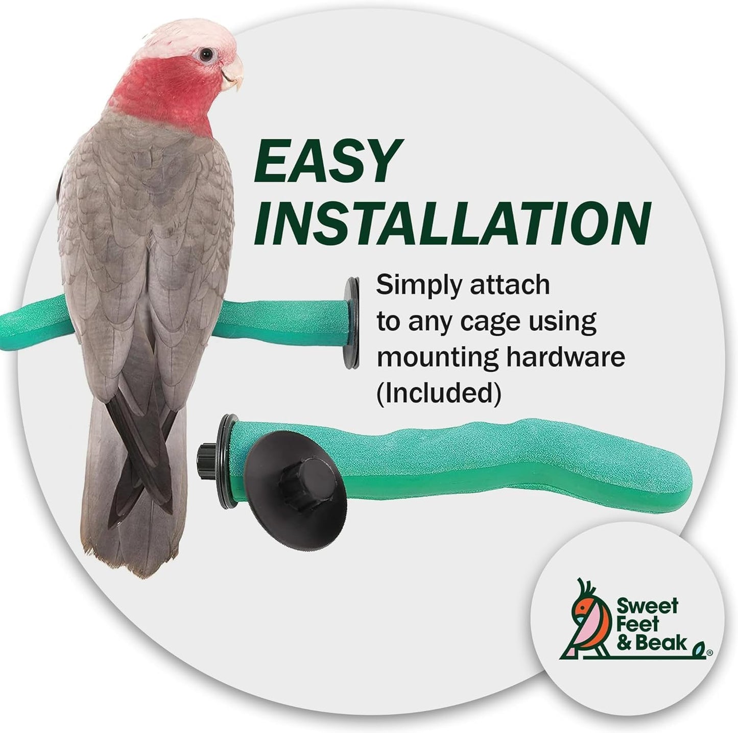 Safety Pumice Perch - Trims Nails and Beak - Promotes Healthy Feet - Safe Non-Toxic Bird Supplies for Bird Cages - X-Large 14"