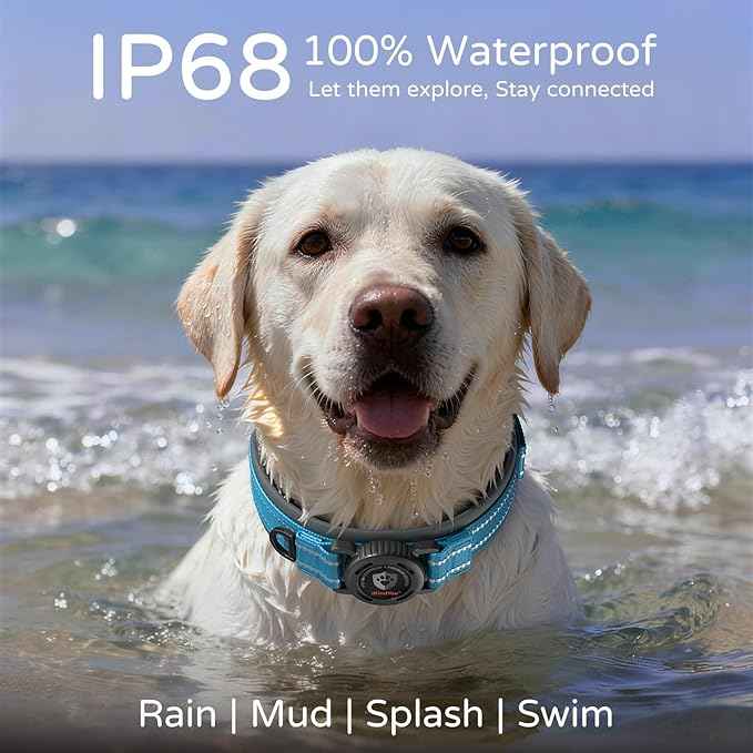 Upgraded AirTag Dog Collar with Holder, Waterproof Reflective Air Tag Dog Collar with Widened Comfortable Padding & Ultra-Durable Metal Buckle, Adjustable for Extra Large Dogs (XL, Blue)