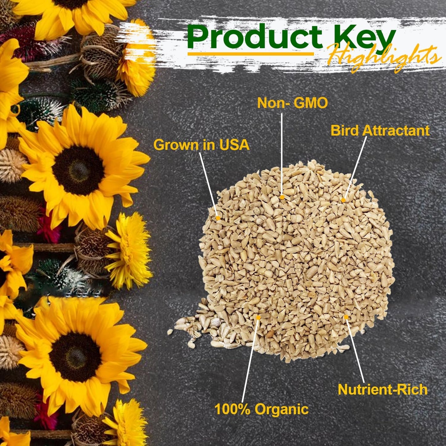 Wildlife Sunflower Hearts & Chips for Bird Feeding and Wildlife Bird attracting, Non-GMO and USA Grown, 25 lbs