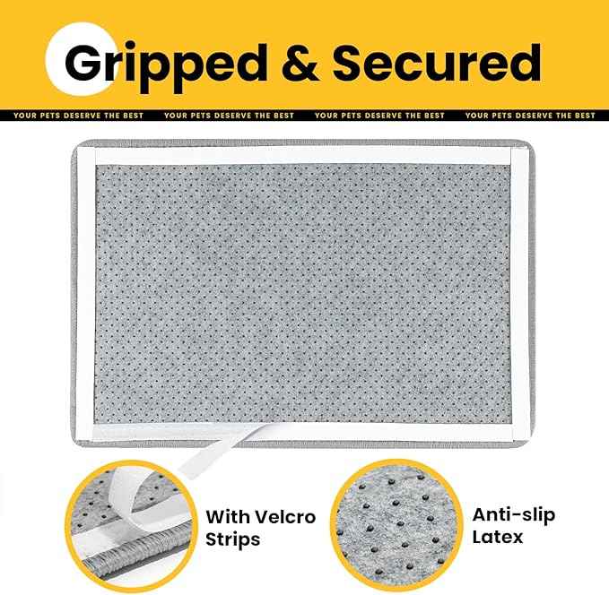 Cat Scratcher Mat,Natural Sisal Cat Scratch Pad with Hook&Loop Tape,Horizontal Floor Kitty Scratching Pads Rug for Indoor, Furniture Protector for Couch&Carpets&Sofas, Large, Grey, 2 Pack