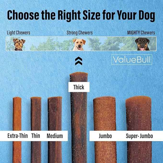 ValueBull Collagen Sticks for Dogs, 6 Inch Thick Chews, Natural Long-Lasting Dog Treats, 100 Count Bulk Pack - Supports Joints, Skin & Coat with Chondroitin & Glucosamine