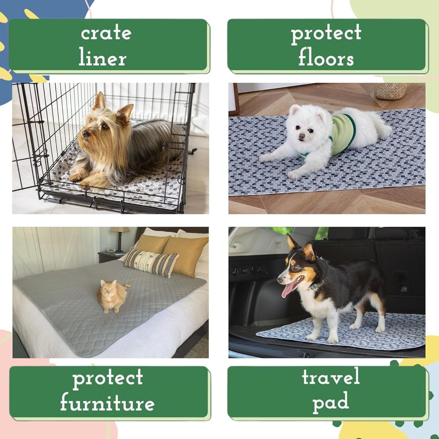 Caldwell's Pet Supply Co. 24x36 Washable Pee Pads for Dogs, Reusable Puppy Potty Mat, Whelping Rug, Waterproof Rug for Dog, Medium (Set of 2)