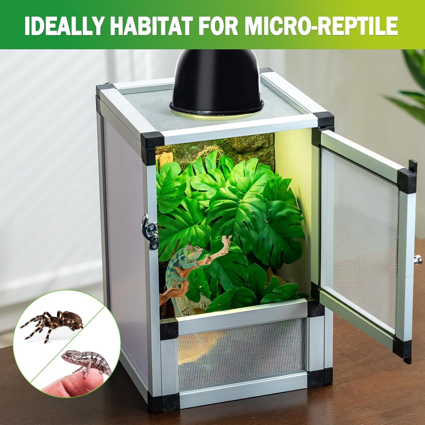 5-Pack Reptile Cage 8" x 8" x 12", Small Hatching Habitat with Screen & Acrylic Doors, Ventilated Terrarium for Lizards, Frogs, Easy to Assemble - FurryFun