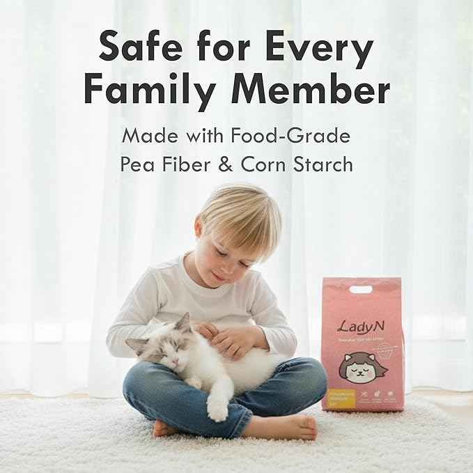 Lady N Tofu Cat Litter, Strong Clumping Ultra Absorbent Natural Litter, Dust-Free Low Tracking Cat Litter Pellets, Enviro-probiotic and Activated Carbon for Odor Control 18lb (Boba Tea+ Unscent)